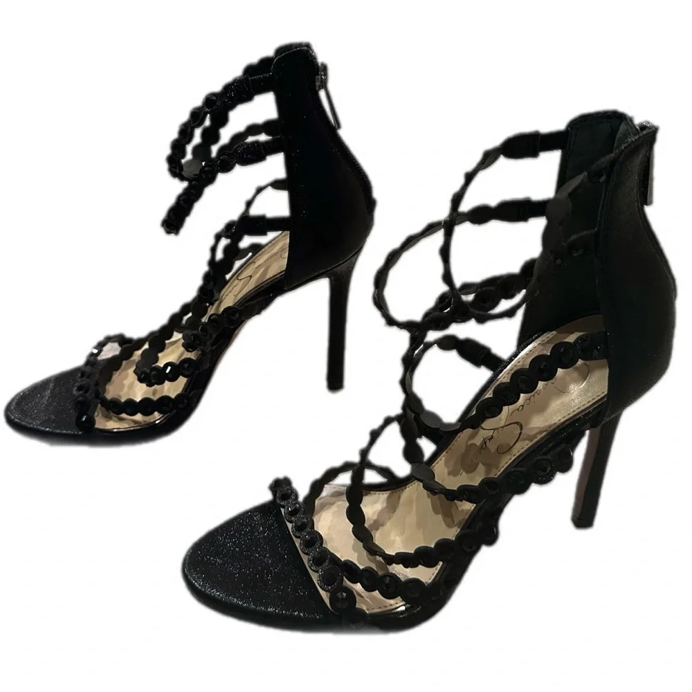 Jessica Simpson strappy black heels